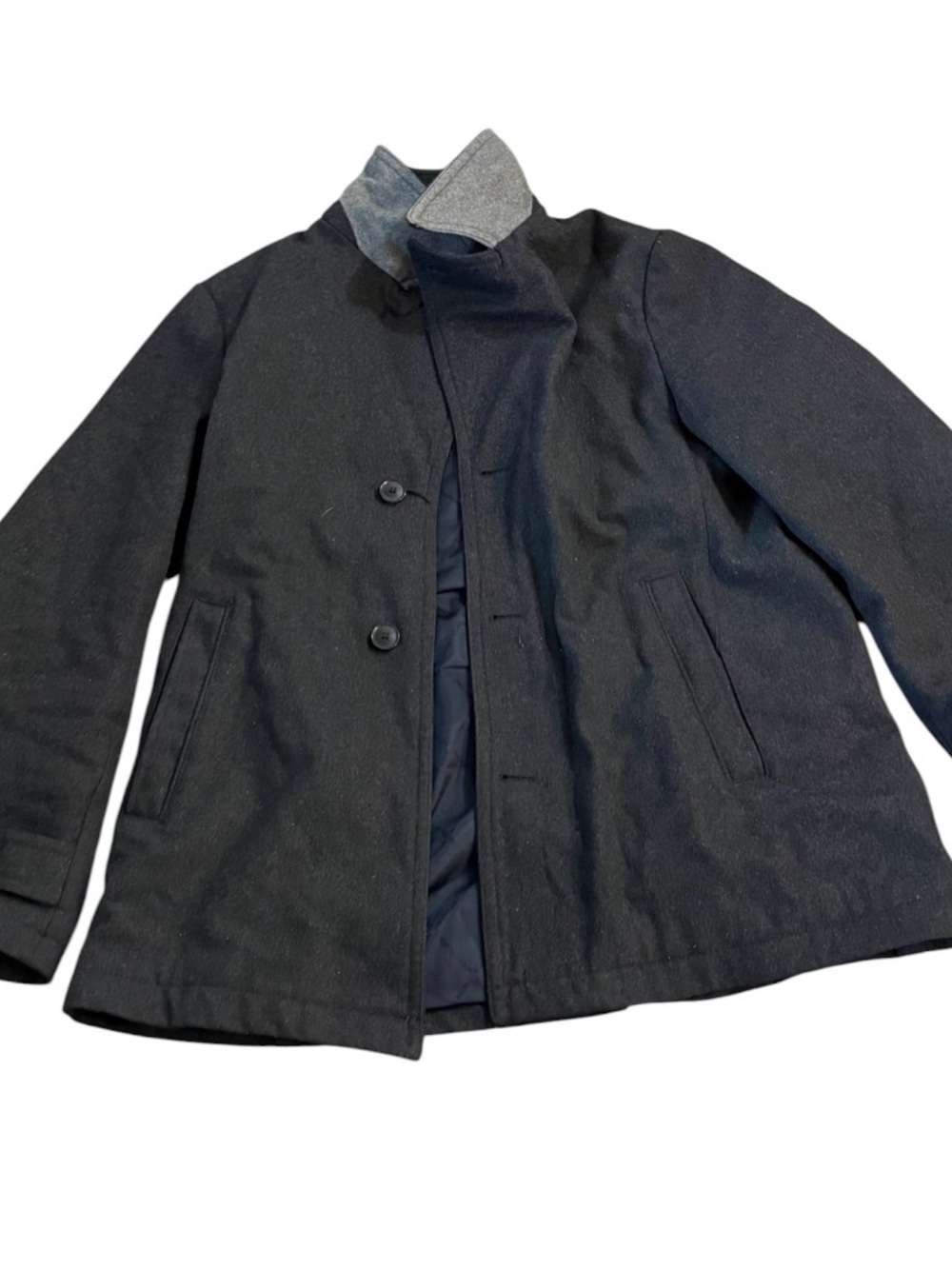 Men's Black Wool Blend Michael Kors Button-Front Coat